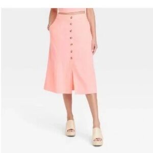 Universal Thread linen A line midi skirt in Pink Parasol - NWT. Retail 25